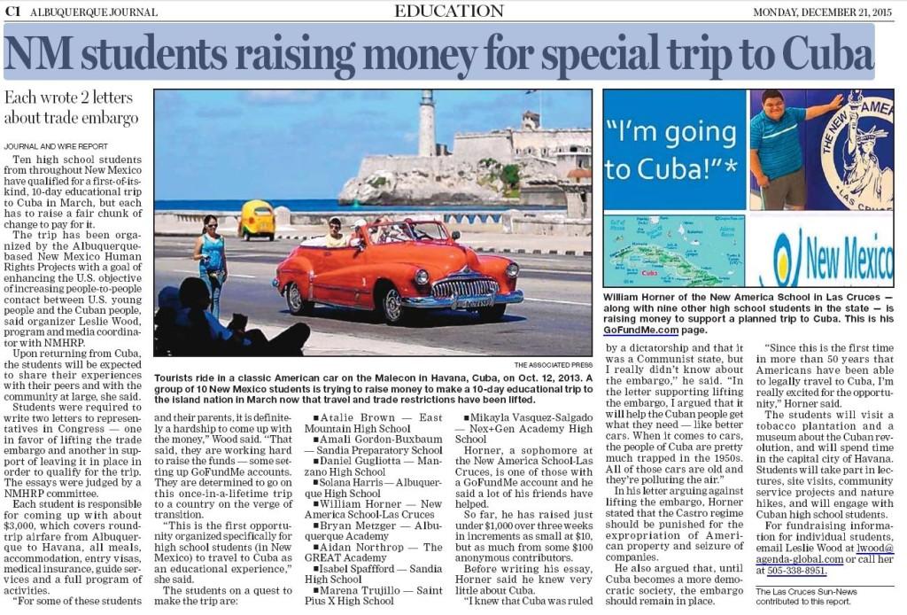 ABQ Journal press clip